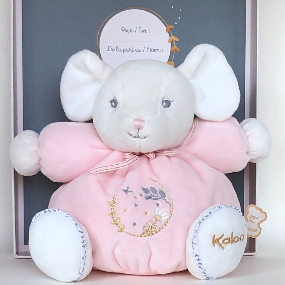 Kaloo New Pink Plush Mouse Soft Plush Stuffed Animal w/Gift Box for Baby 0+NIB